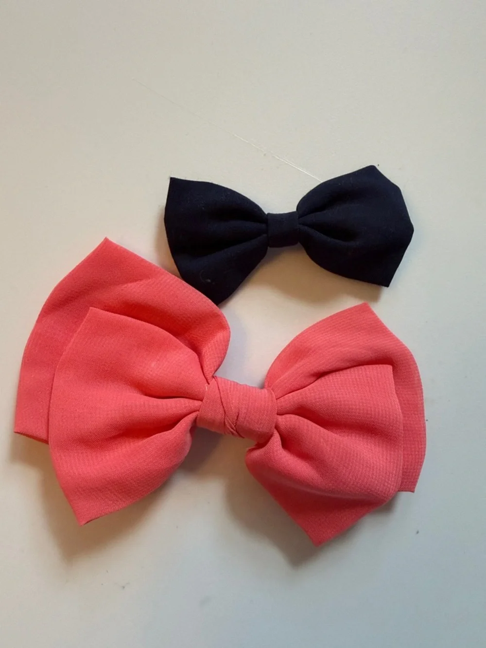 Kids Coral and Black Fabric Bow Hair Clips - Cute Accessory Set